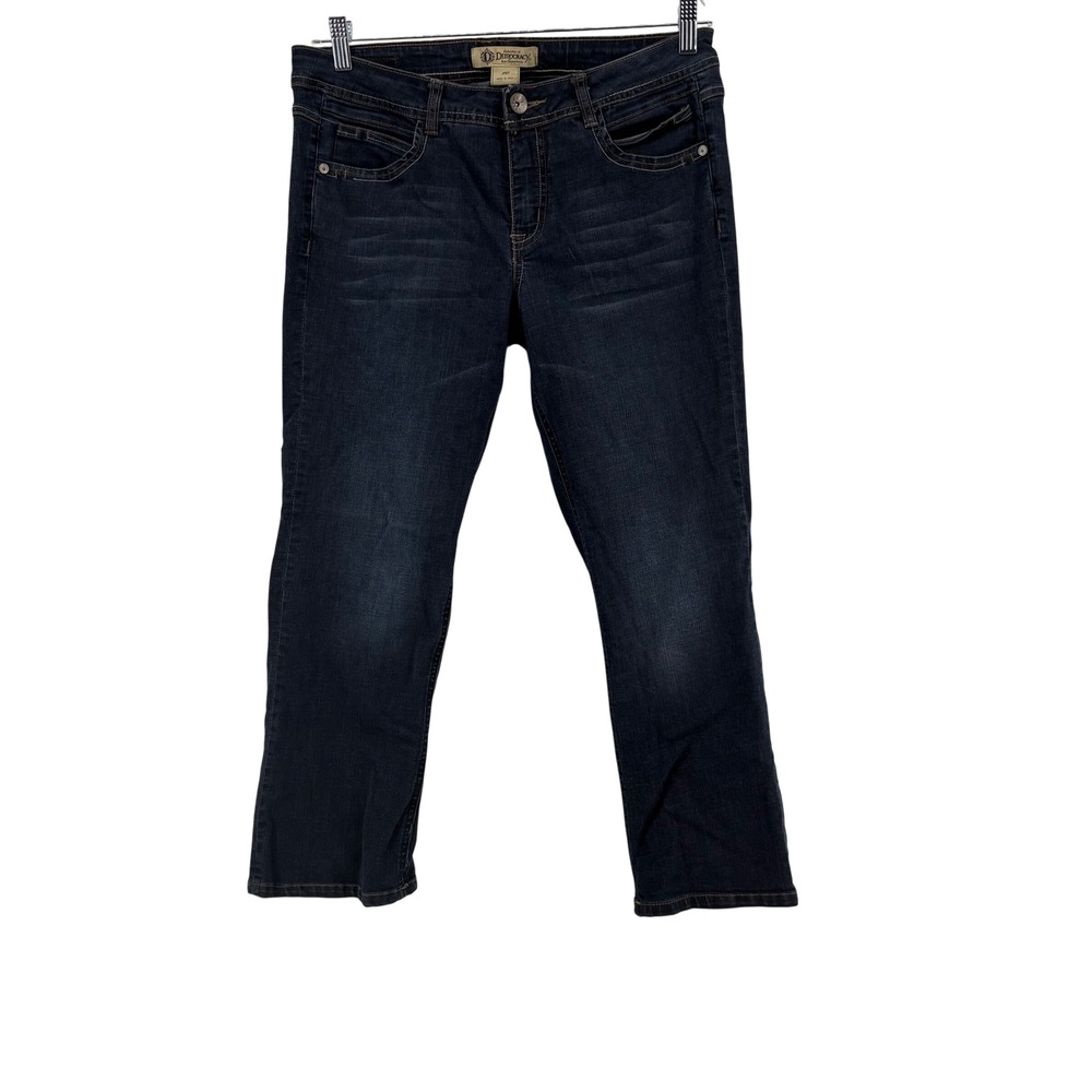 Democracy Straight Leg Ankle Jeans Womens 10 Dark Wash Embroidered - Picture 3 of 8